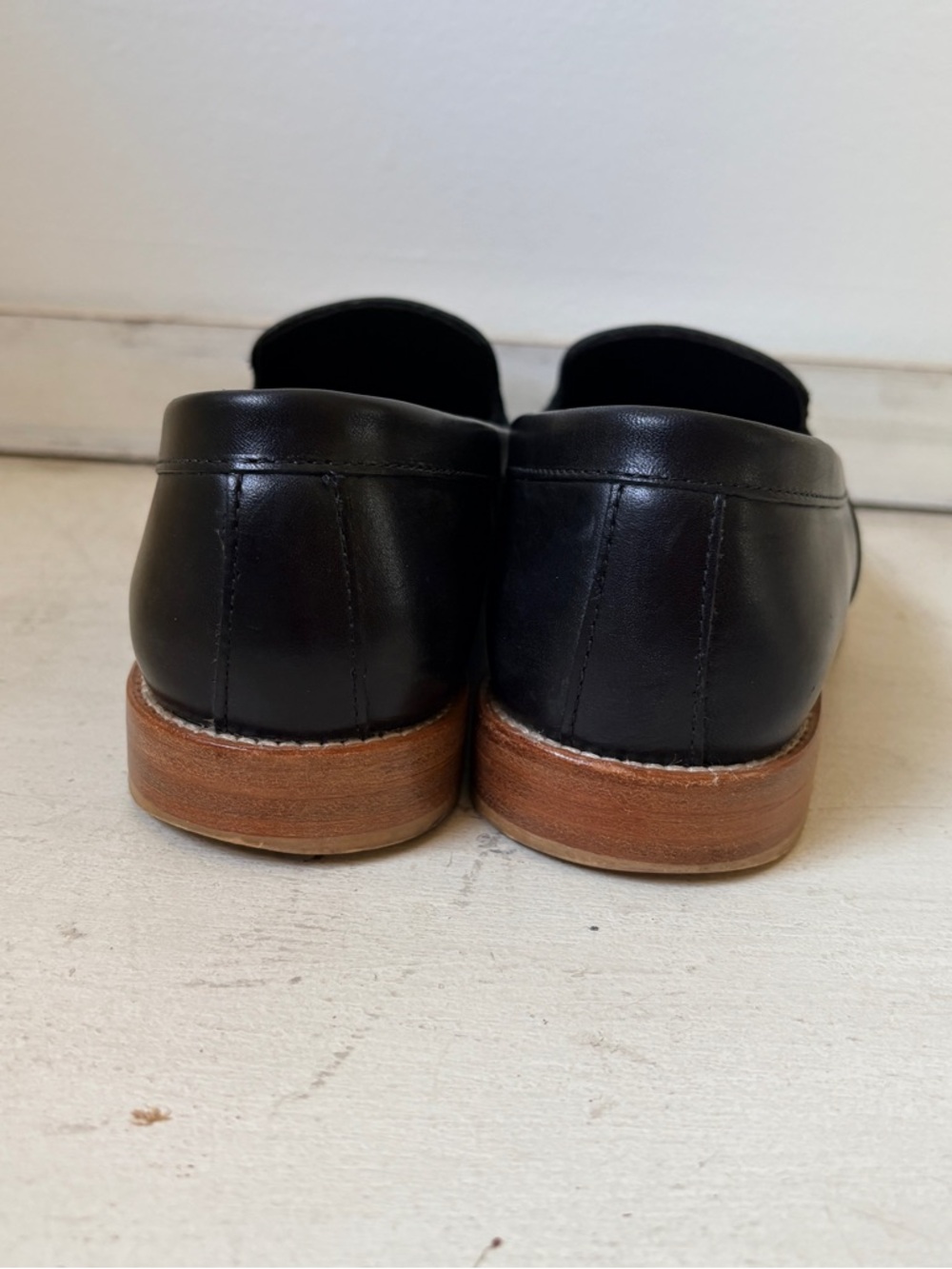 Portland Leather Patina Black Leather Round Toe Women’s Loafers 8.5 Slip Ons - Picture 6 of 8